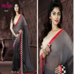 Mizzoli Black Chiffon Georgette Printed Saree