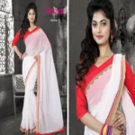 Mizzoli White Pure Georgette Printed Saree