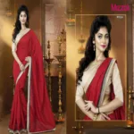 Mizzoli Maroon Chiffon Georgette Printed Saree