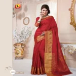 Meera Red Tussar Jacqard Silk Saree