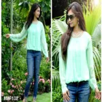 Mizzoli Fresh Mint Green Gorgette Top