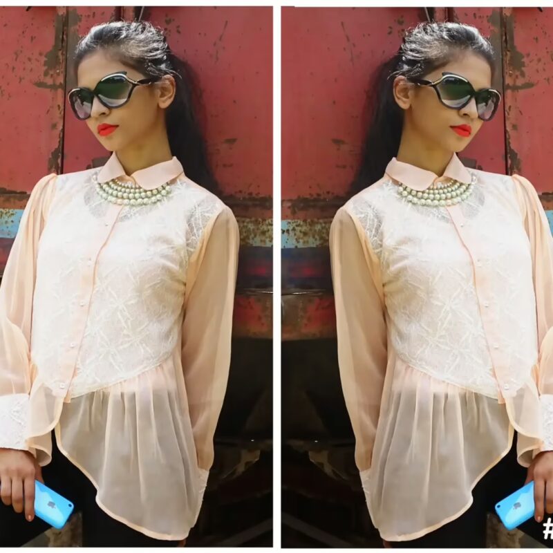 Mizzoli Fresh Peach Pink Gorgette Top
