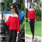 Mizzoli Fresh Aqua Blue Gorgette Top