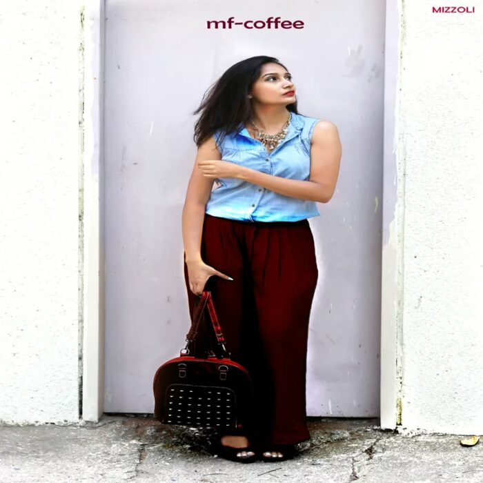 Mizzoli Dark Coffee Front Pleated Plazzo Pant