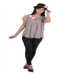 Mizzoli Gray Viscose Semi Gorgette Tunic Top