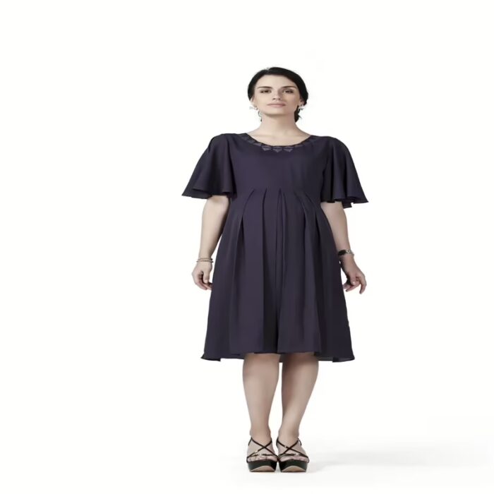 Radiation Safe- Confortable knee length maternity dress with flare sleeves