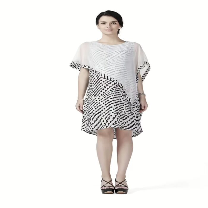 Radiation Safe-Stylish comfortable round Geo Print dress with a cape