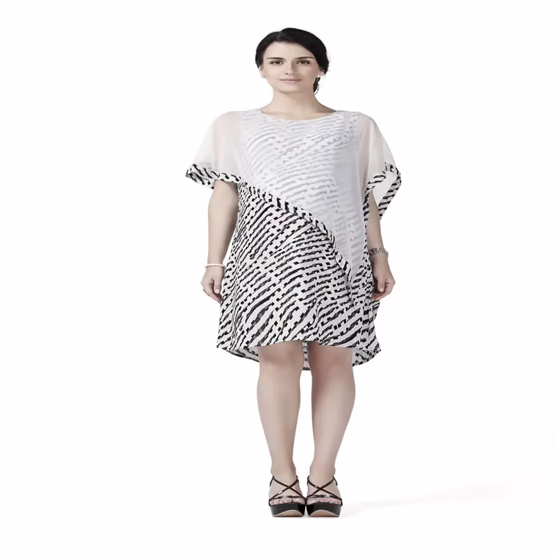 Radiation Safe-Stylish comfortable round Geo Print dress with a cape