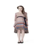 Radiation Safe- Comfortable Round neck Coral Print Hi-Low maternity Dress