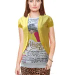 Oh Honey Yellow Graphic Printed shrug Attached Top