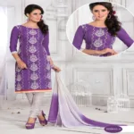 Peenal-A Cotton Green & Pink Color Unstitched Suit