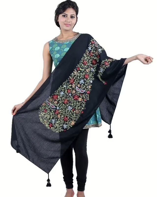 Black Saxophone Pure Cotton Embroidered  for women