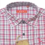 Parx Magenta Black Check Half Sleeves Cotton White Shirt-Size 39