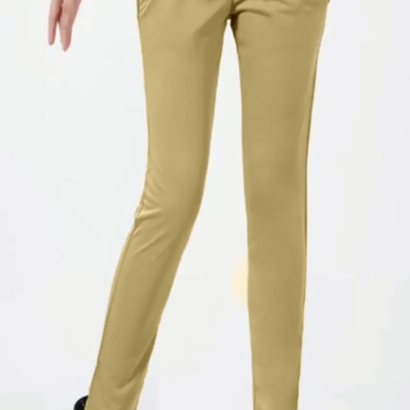 Khaki Side Pocket Buttoned Elastic Waist Jegging Size-30,32,34
