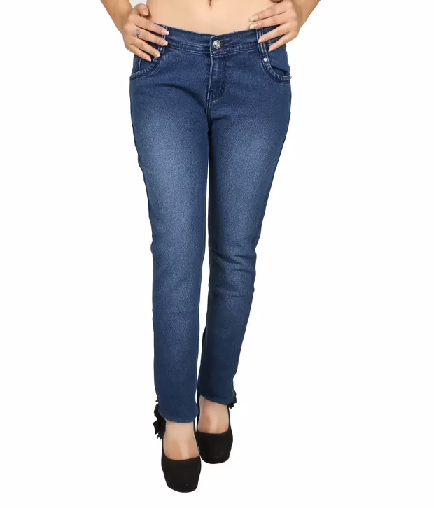 Dark Blue Skinny Fit Shaded Women Jeans