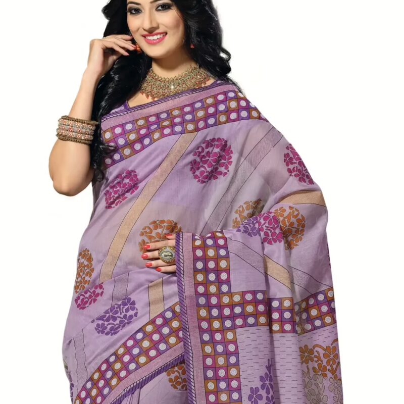 Cotton Bazaar Light Violet Cotton Printed Saree