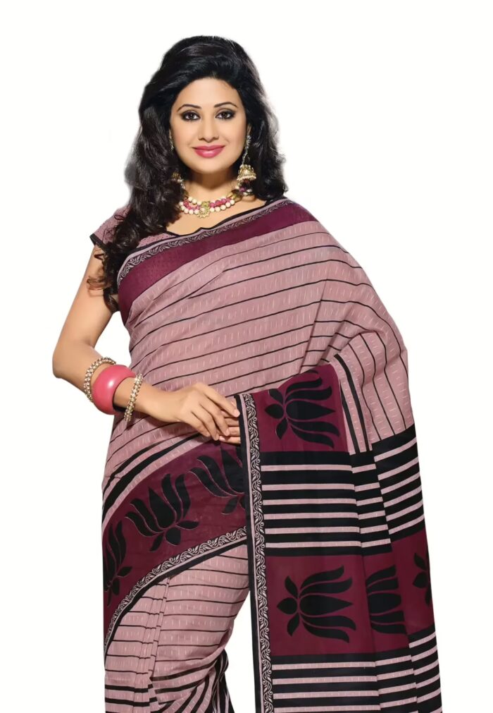 Cotton Bazaar Light Violet Cotton Print Saree