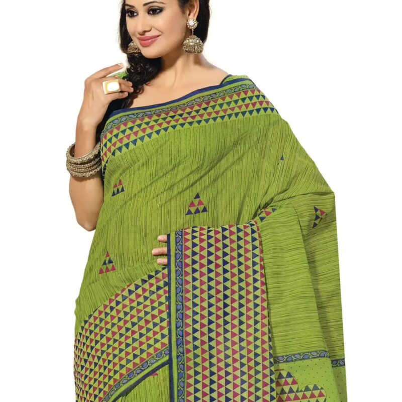 Cotton Bazaar Green Cotton Printed Saree