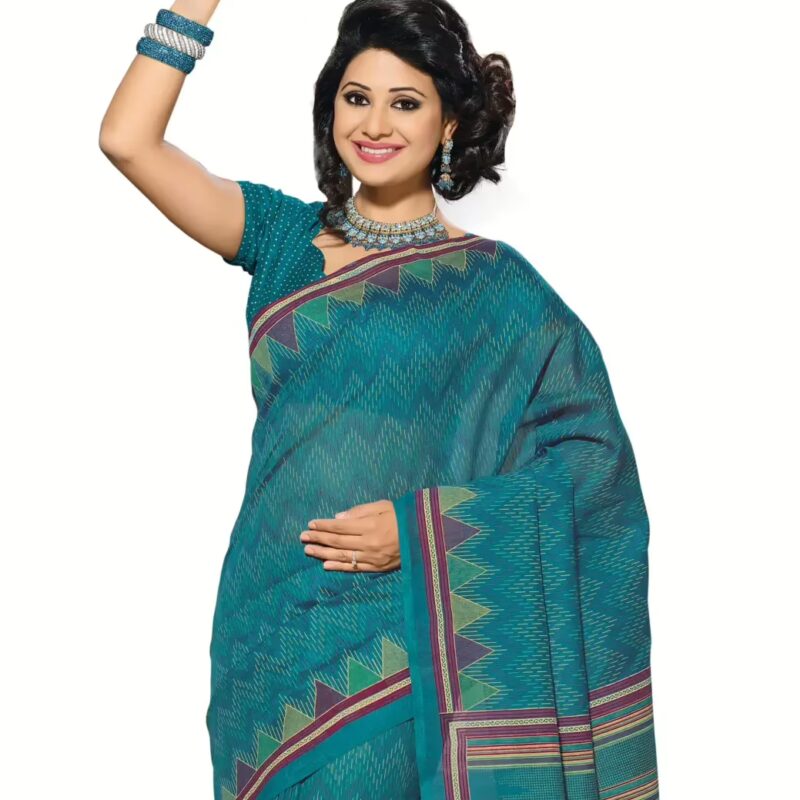 Cotton Bazaar Blue Cotton Printed Saree