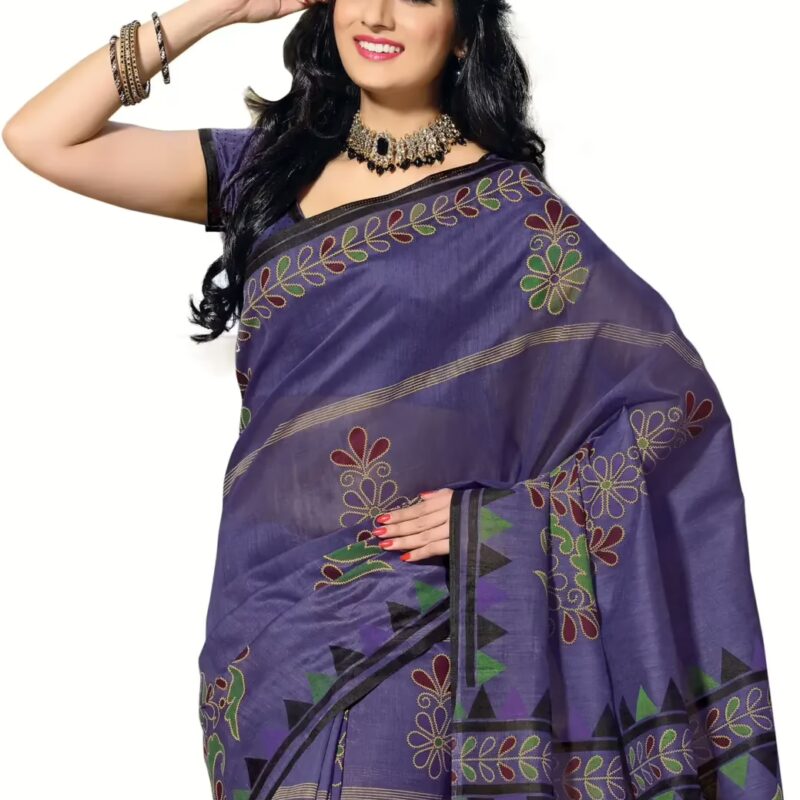Cotton Bazaar Blue Cotton Print Saree