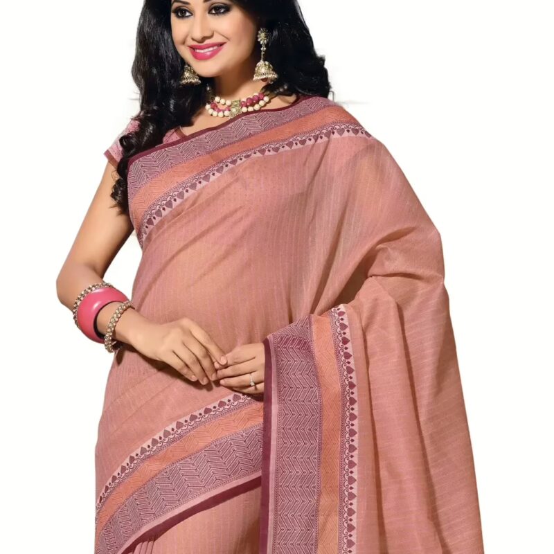 Cotton Bazaar Light Pink Cotton Print Saree