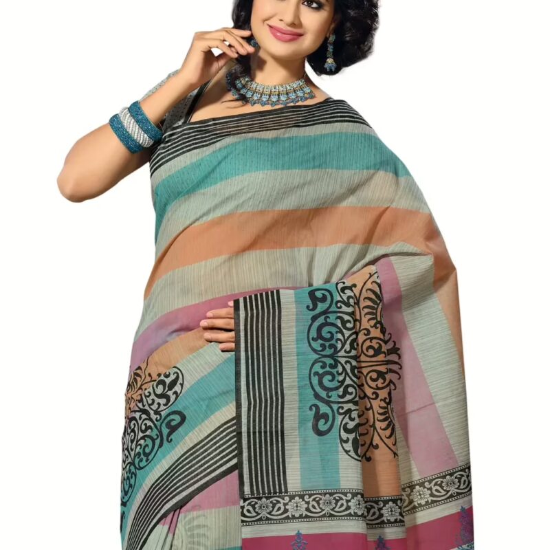 Cotton Bazaar Multi Color Cotton Printed Saree
