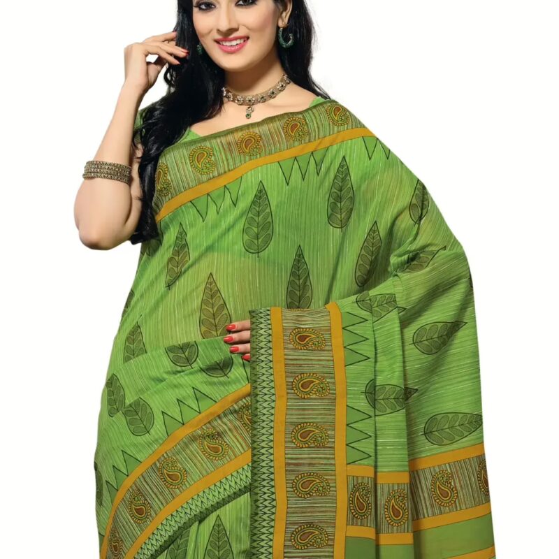 Cotton Bazaar Green Printed Saree