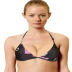 Black Printed Halter Neck Bra
