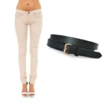Beige Cotton Skinny Fit Jeans