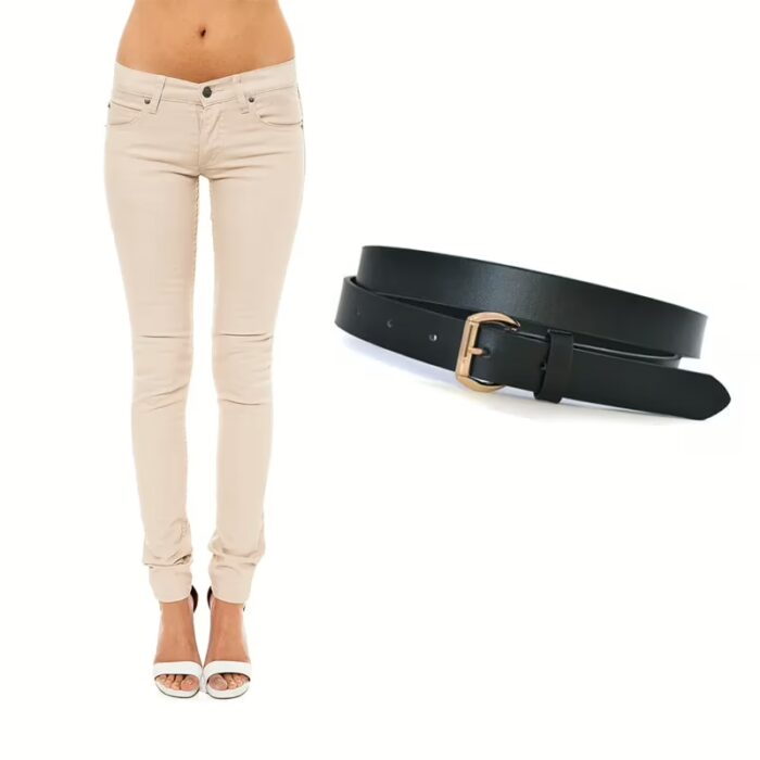 Beige Cotton Skinny Fit Jeans