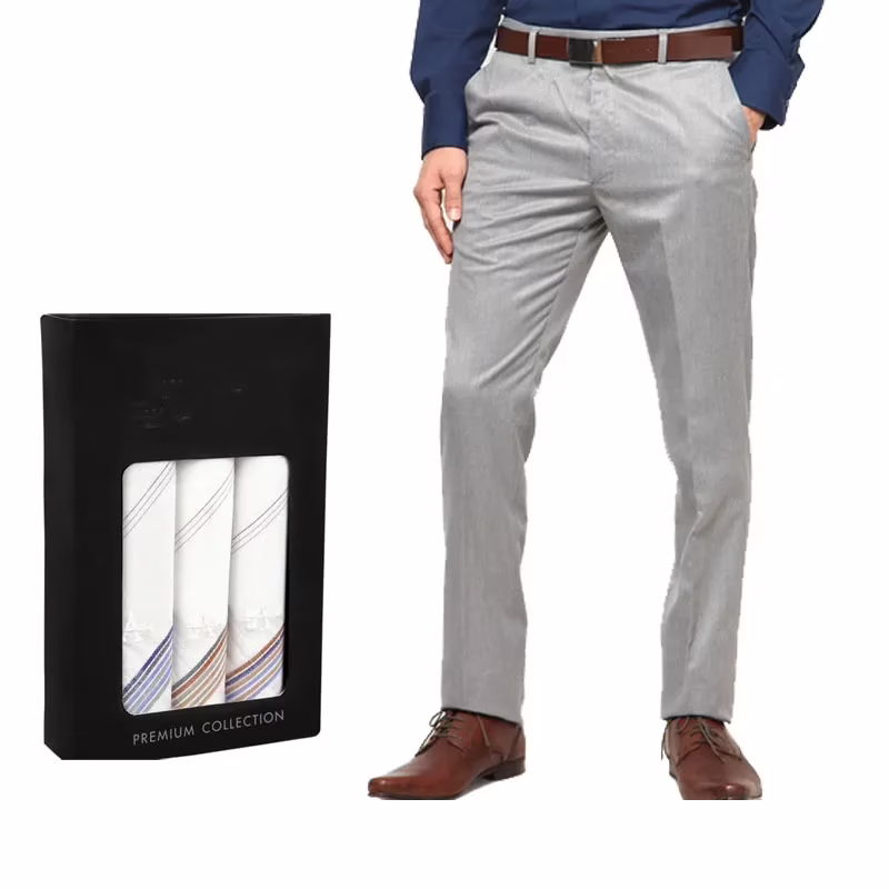 Raymond-Rusty Grey MerinoTrouser Fabric Free Handkerchief