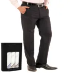 Raymond-Z Black MerinoTrouser Fabric Free Handkerchief