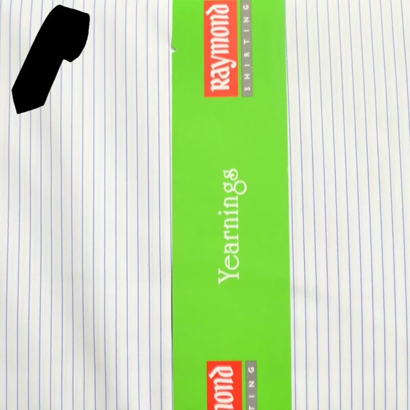 Raymond - Latest Blue Lining White Shirting Fabric Free Tie