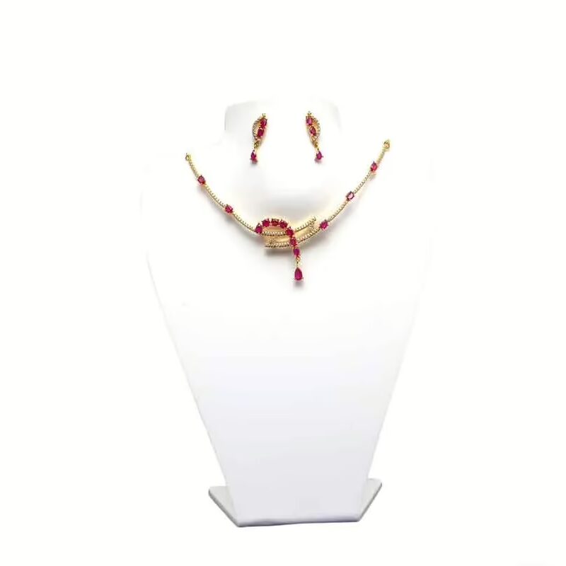RK White & Rani Pink Necklace Set With EarRings