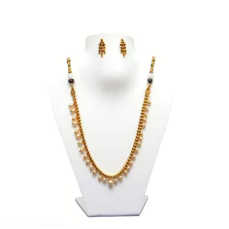 RK Gold & White Necklace Set With EarRings