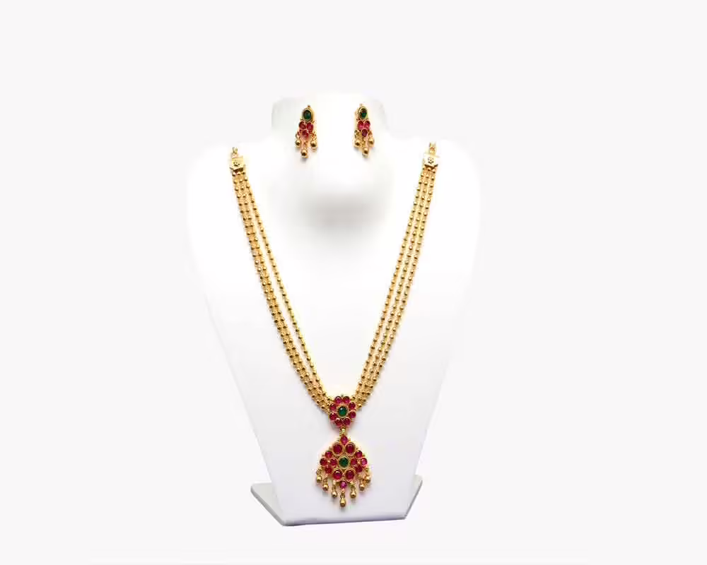 RK Golden Necklace Set With EarRings