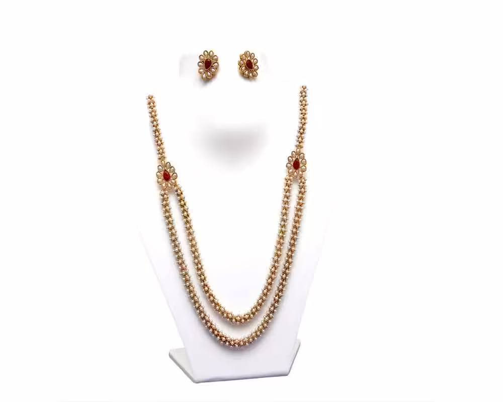 RK gold & White Necklace Set With EarRings