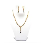 RK Gold & White Necklace Set With Ear Rings