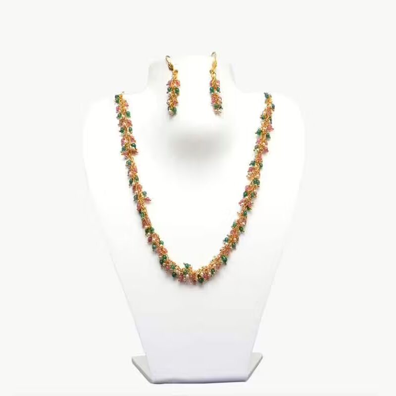RK Multi color Necklace Set With Ear Rings