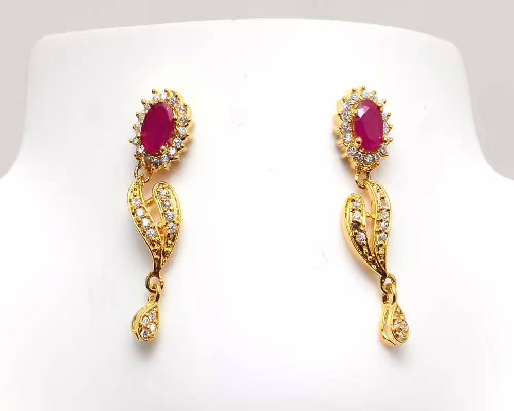 RK Gold & Multi Necklace Set With Ear Rings - Image 2