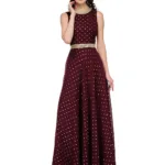 Raas Prêt Sensuous Gold Polka Shiffon Flared Gown Dress