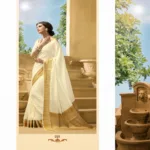 Sakshi Cream Color Crepe Silk Saree
