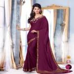 Sindoor Dark Maroon Color Crepe Silk Saree