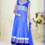 Pazaar Pankhuri Persian Blue Embroidered Festival Anarkali Kameez