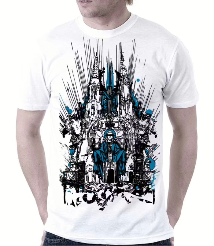 Reptile Jesus White & Blue Printed T-shirt