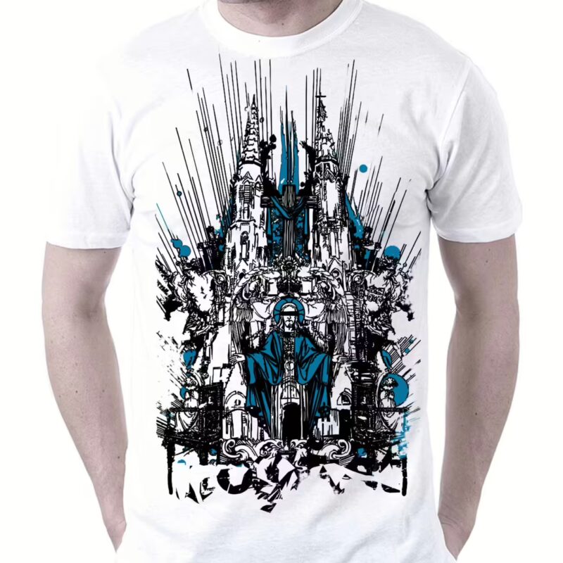 Reptile Jesus White & Blue Printed T-shirt