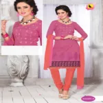 Sakshi Cotton Red & Purple Color Unstitched Suit