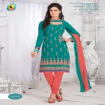 Savya-A Cotton Green & Rust Color Unstitched Suit