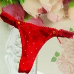 Scintillating Red Double Bow String Thong