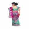 Bhartiya Paridhan -Net Pre Stitched Embroidered Laced Rama Green Rani Saree(2-11 Years) - Image 2